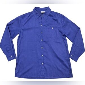 Chicos Size 1 Microfiber Button Top Shirt Long Sleeve Blouse Violet Chico’s